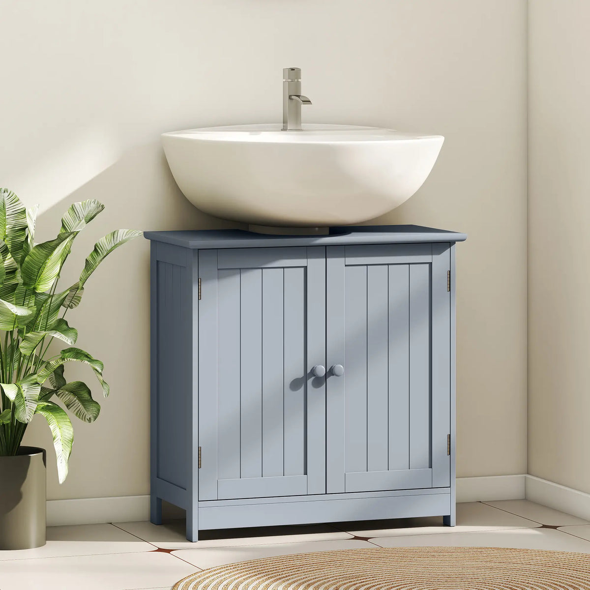 Under Sink Bathroom Cabinet, 2 Doors, Shelf, Grey Bathroom Cabinets at Gallery Canada