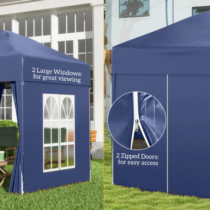 6.6'x6.6' Pop Up Canopy Tent, Instant Sun Shelter, Blue Pop Up Canopies at Gallery Canada