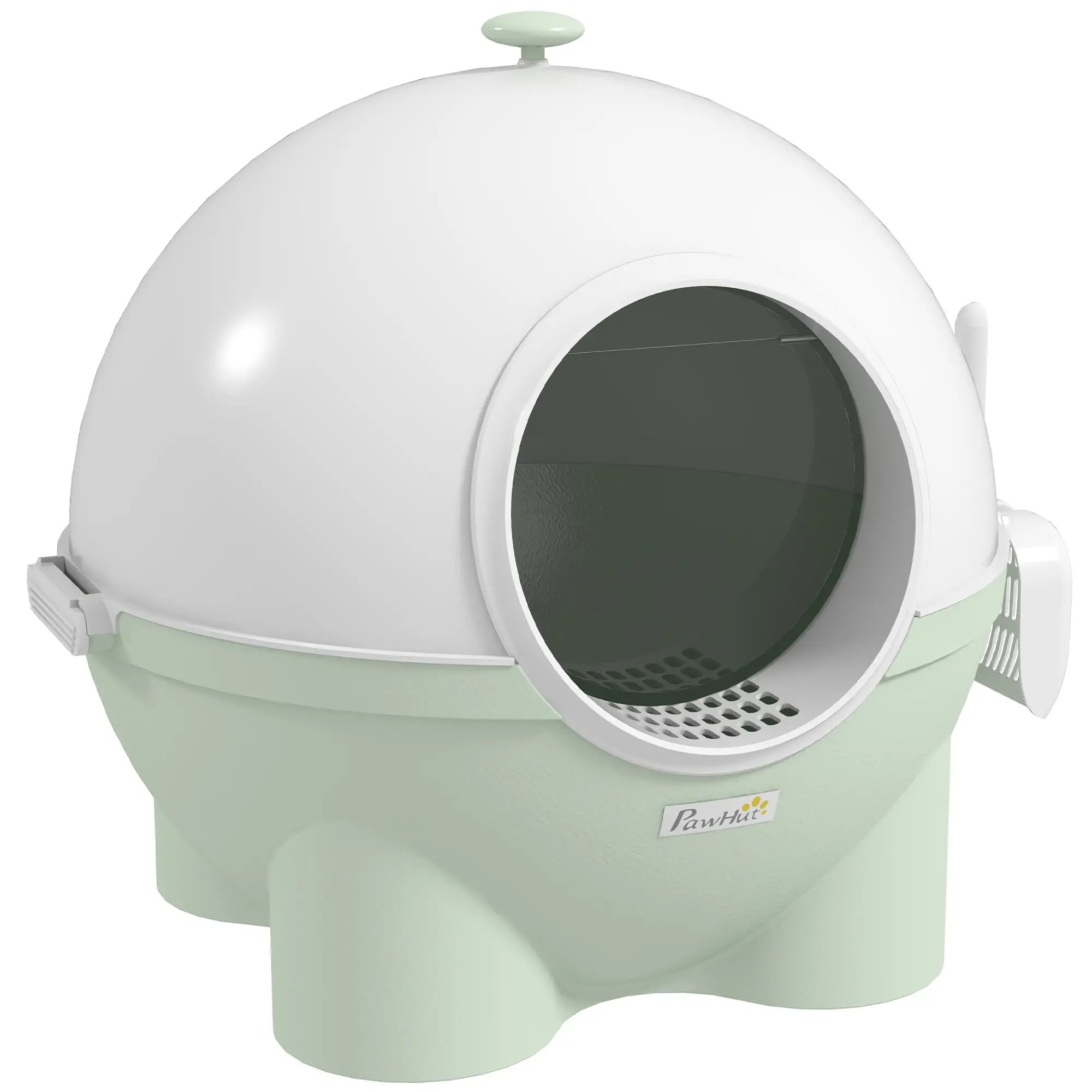 Enclosed Cat Litter Box, Large with Lid, Scoop, Leaking Sand Pedal, Light Green Cat Litter Box Enclosures Light Green, White at Gallery Canada