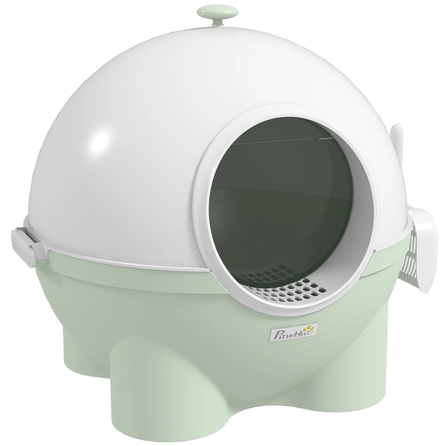 Enclosed Cat Litter Box, Large with Lid, Scoop, Leaking Sand Pedal, Light Green Cat Litter Box Enclosures Light Green, White at Gallery Canada