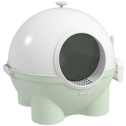 Enclosed Cat Litter Box, Large with Lid, Scoop, Leaking Sand Pedal, Light Green Cat Litter Box Enclosures Light Green, White at Gallery Canada