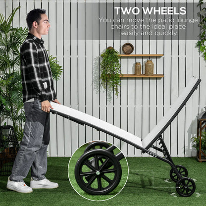2 fauteuils de salon avec roulettes, dossier réglable à 5 niveaux, blanc