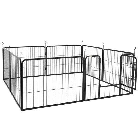 8 Panel Dog Playpen, 23.5" Height, for Small Medium Dogs Houses, Kennels & Pens Grey at Gallery Canada