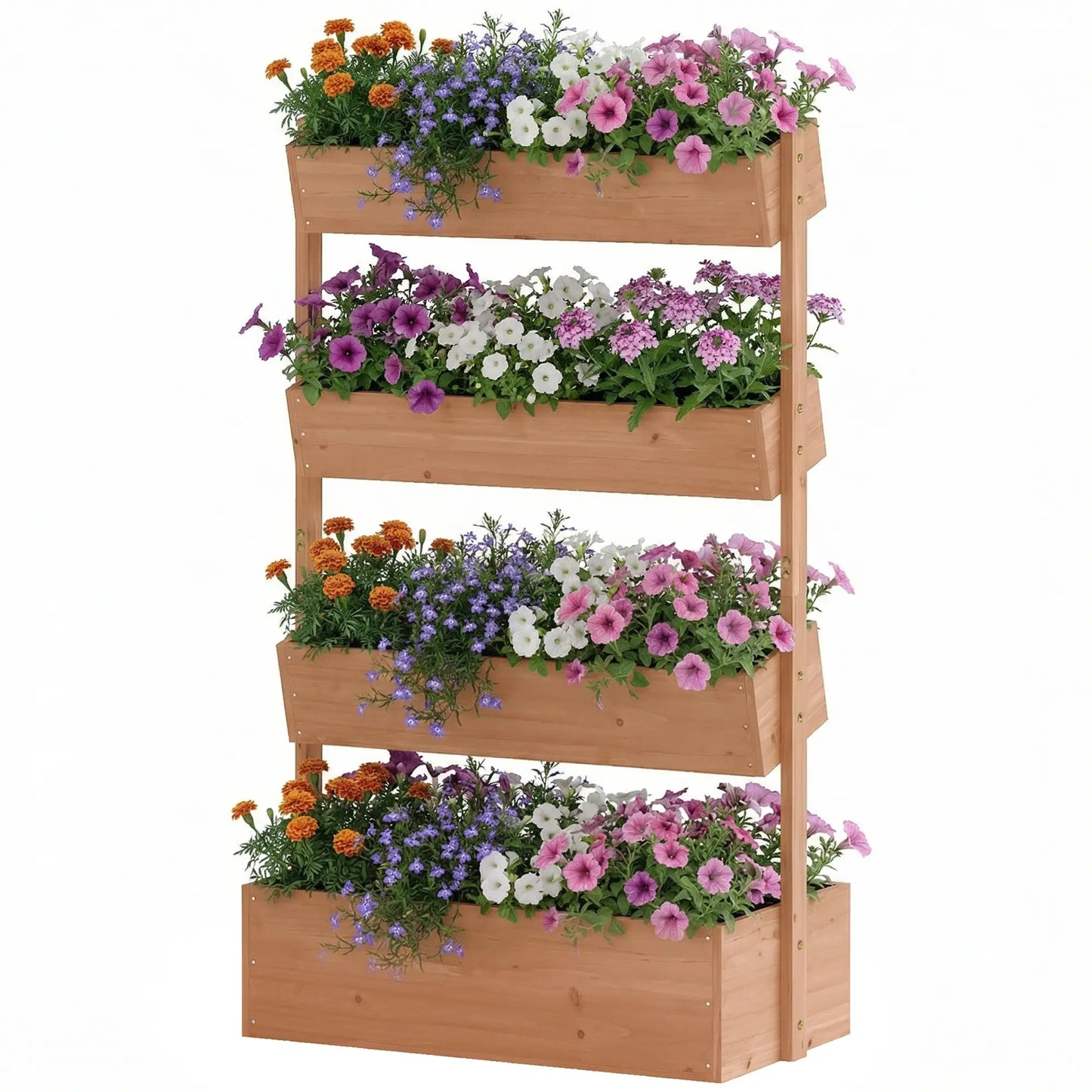 4-Tier Raised Garden Bed, 33.5" x 18" x 55" Vertical Wooden Planter Box Elevated Garden Beds Reddish Brown at Gallery Canada