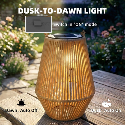 2 Pack Wicker Solar Lanterns, Outdoor Waterproof, Brown Solar Post Lamps at Gallery Canada