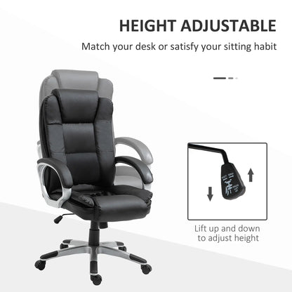Adjustable High Back Executive Office Chair, PU Leather, Padded Armrests Executive & Manager Chairs at Gallery Canada