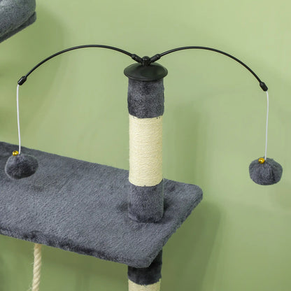 53" Cat Tree, Scratching Posts, Condo, Beds, Platforms, Toy Balls, Dark Grey Cat Towers at Gallery Canada