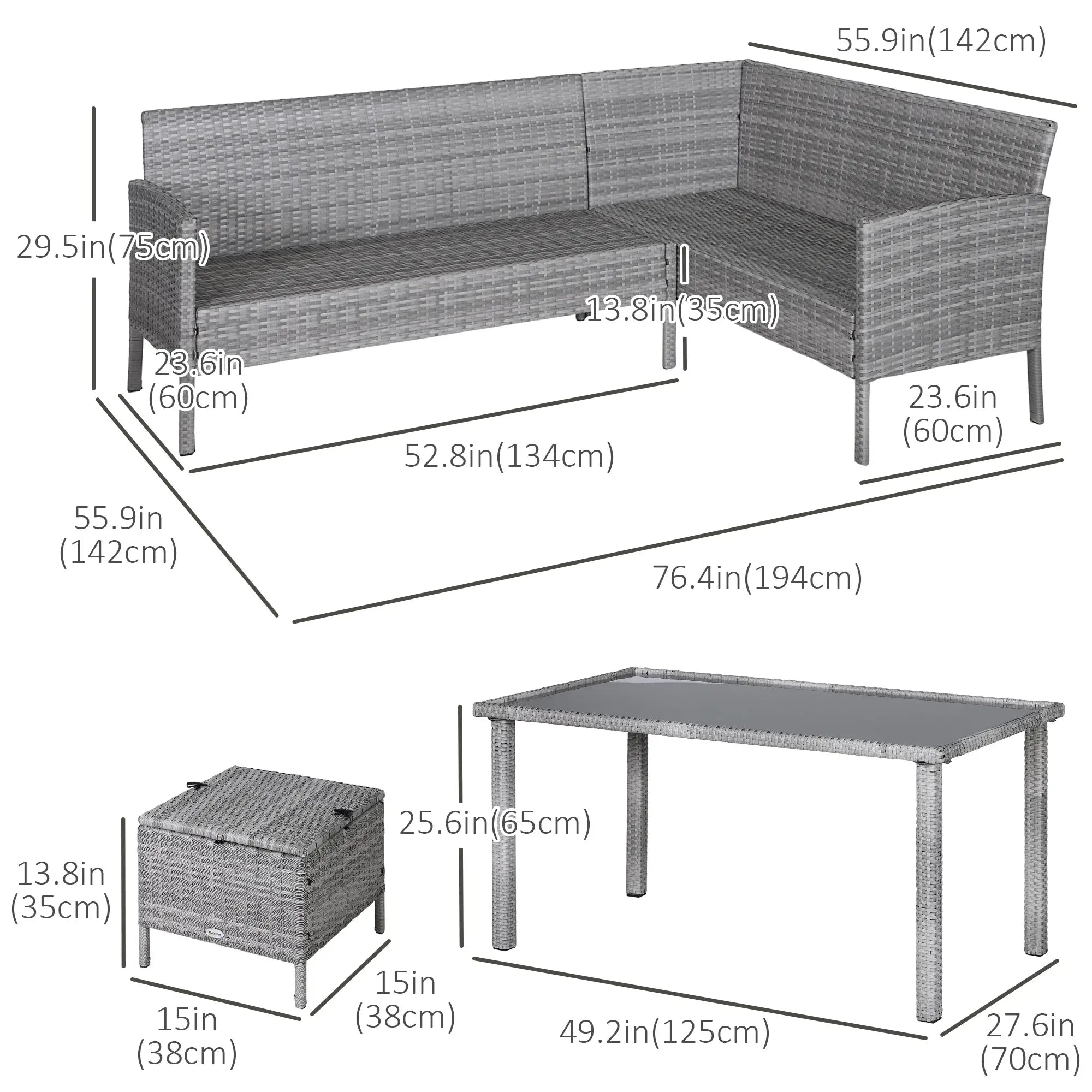 5-Piece Wicker Patio Set, Table, Ottomans, Cream White Patio Furniture Sets at Gallery Canada