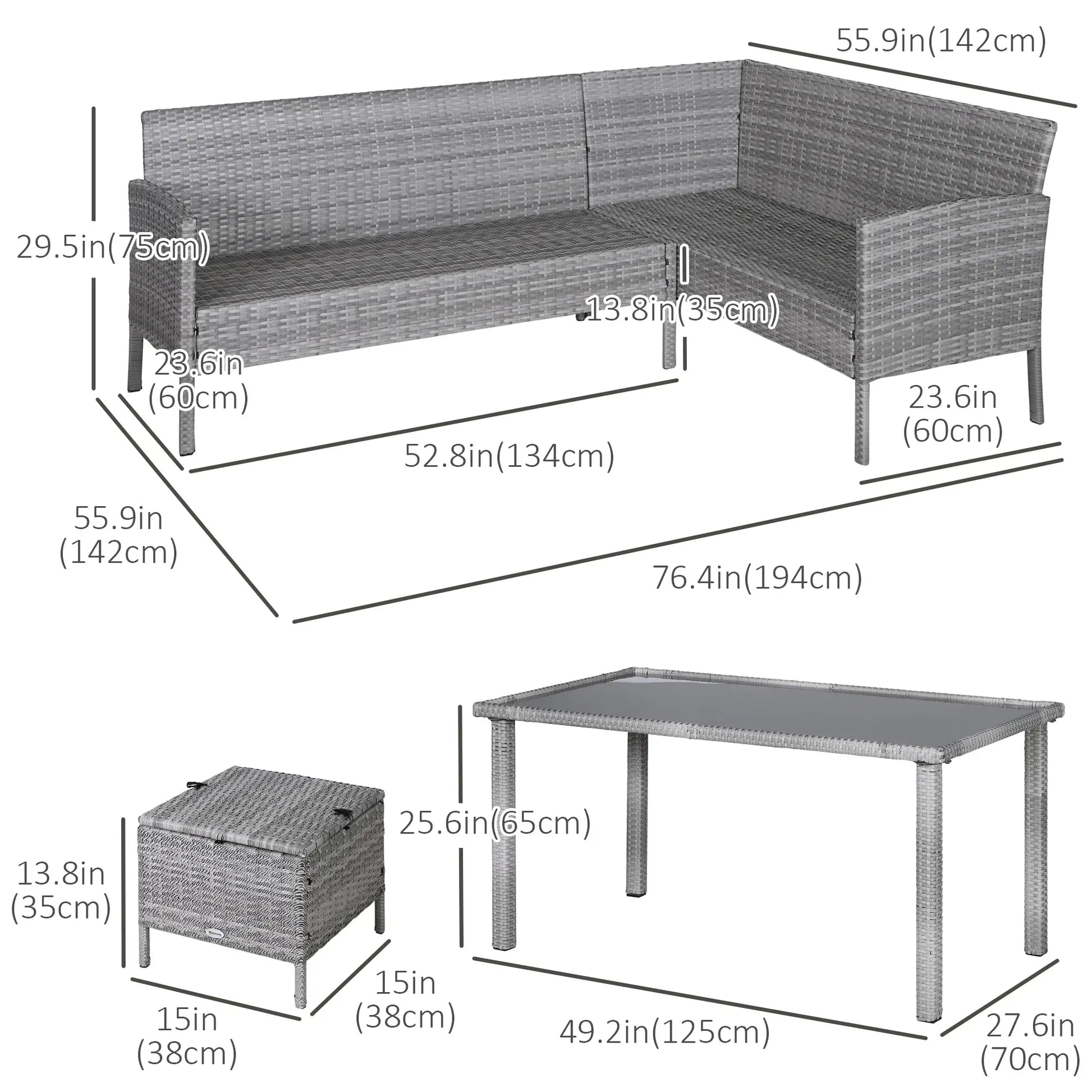 5-Piece Wicker Patio Set, Table, Ottomans, Cream White Patio Furniture Sets at Gallery Canada
