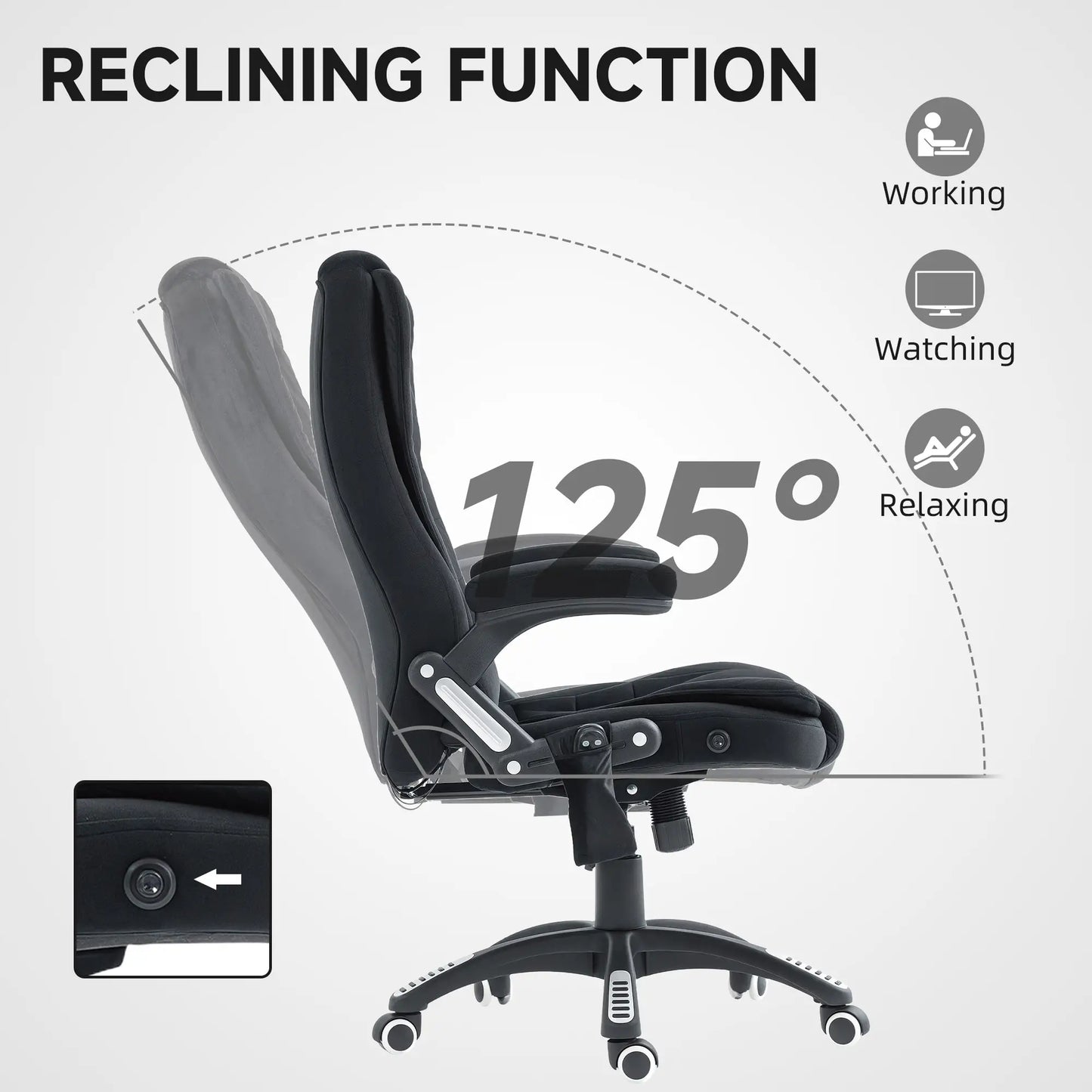 6 Point Vibrating Massage Office Chair, High Back, Reclining, Swivel Wheels, Black Massage Chairs at Gallery Canada