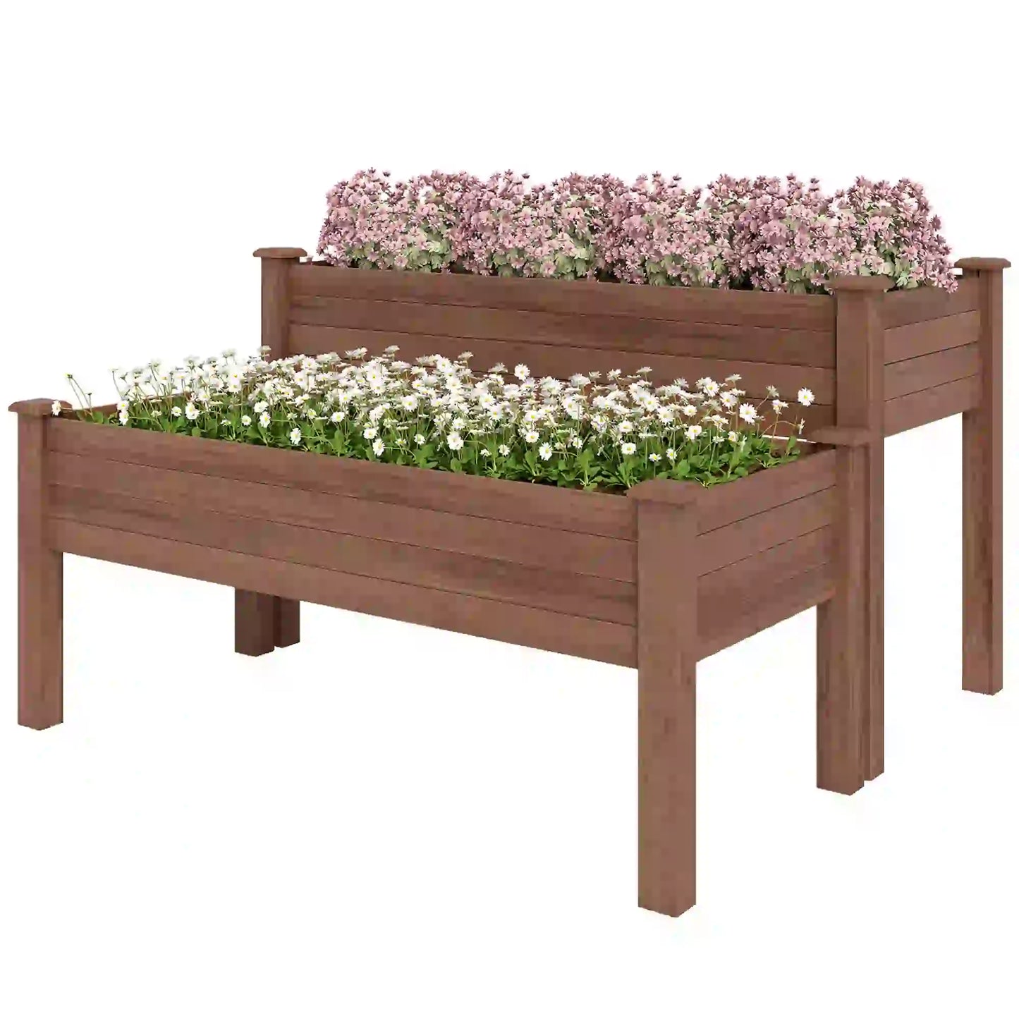 2 Tier Raised Garden Bed, Wooden Elevated Planter Box, Carbonised Raised Garden Beds Carbonized at Gallery Canada