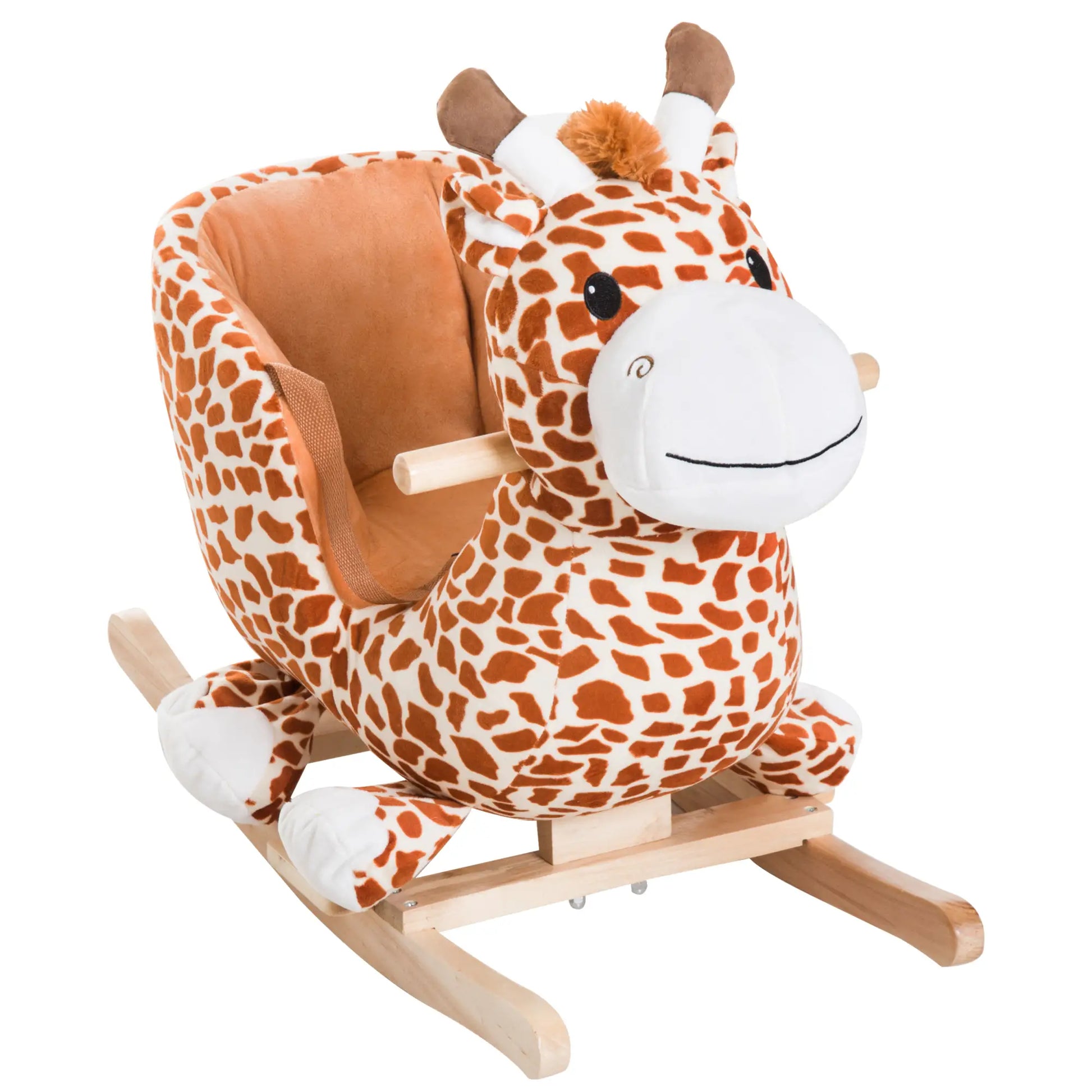 Wooden Plush Rocking Horse Chair, Toddler Size, Giraffe Theme Rocking Horses at Gallery Canada