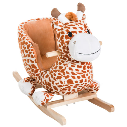 Wooden Plush Rocking Horse Chair, Toddler Size, Giraffe Theme Rocking Horses at Gallery Canada