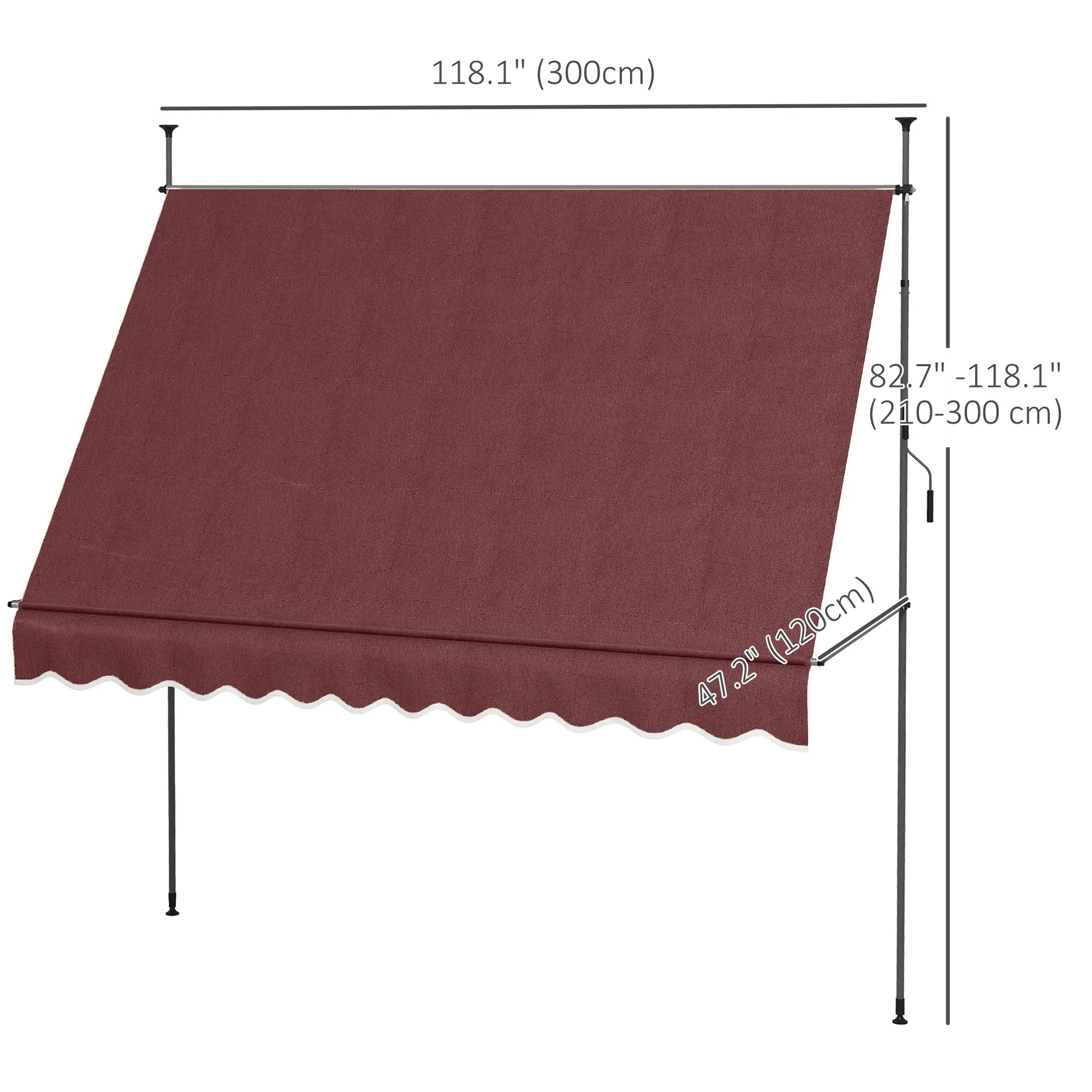 10' x 4' Manual Retractable Awning, Freestanding, UV Resistant, Wine Red Patio Awnings at Gallery Canada