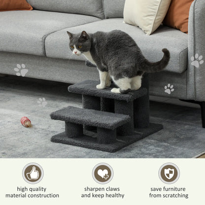 3 Tier Pet Stairs, Dog Cat Step, Scratch Post Furniture, Dark Grey Cat Trees at Gallery Canada