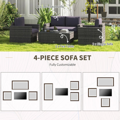 Outdoor Wicker Furniture Set, Loveseat and 2 Chairs, Grey Patio Furniture Sets at Gallery Canada