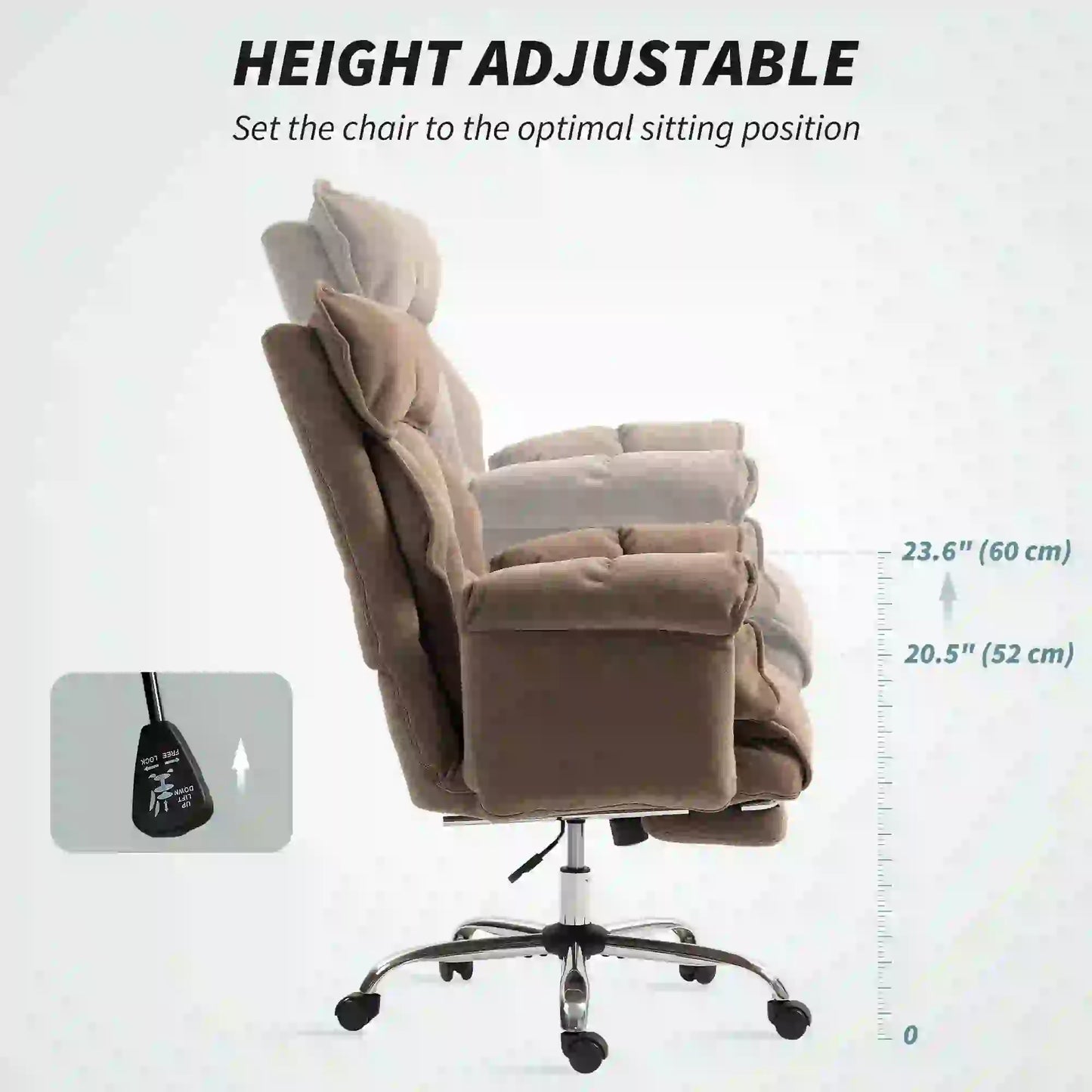 Desk Chair With Footrest, Adjustable Backrest, Light Brown Executive & Manager Chairs at Gallery Canada