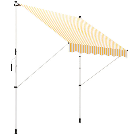 10x5ft Manual Retractable Awning, Sun Shade Canopy, Water Resistant, Yellow Door Awnings Yellow and White at Gallery Canada