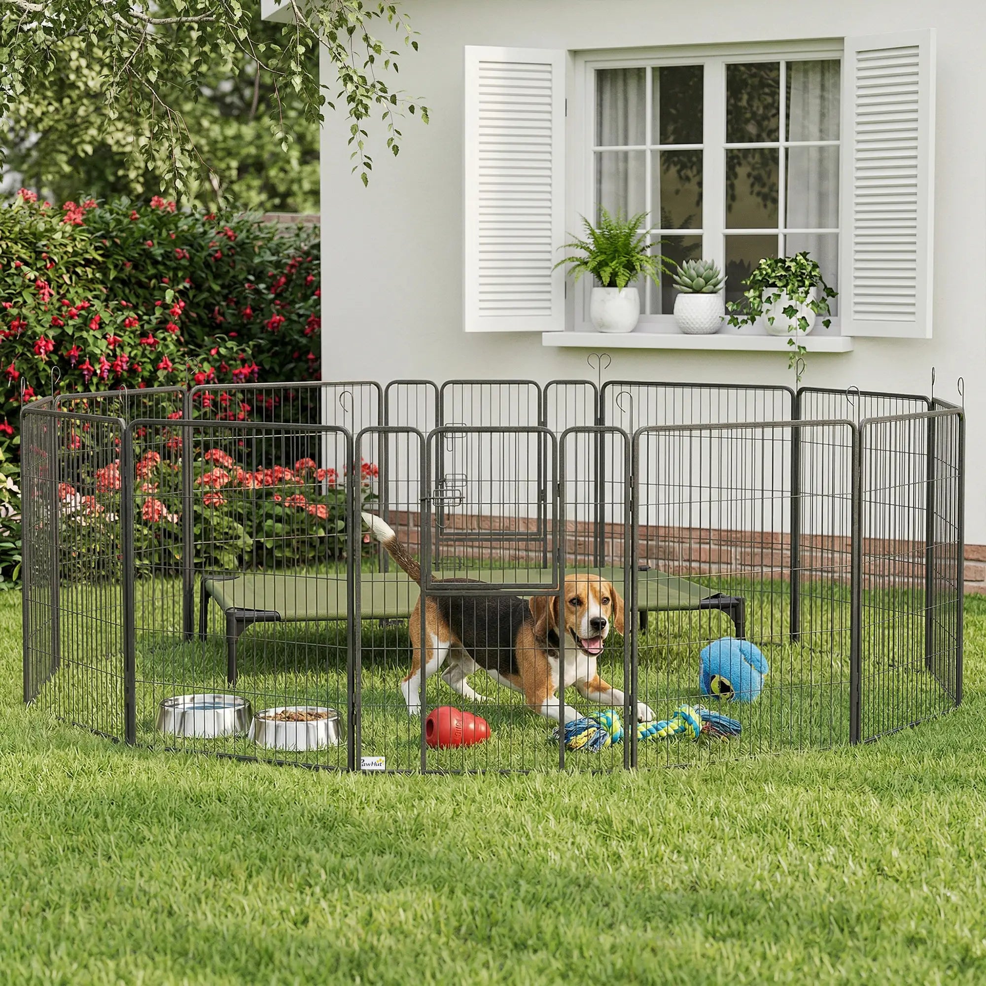 Dog Pen With Gate, 12 Panels Puppy Playpen, 39