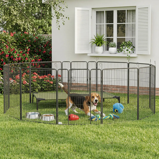 Dog Pen With Gate, 12 Panels Puppy Playpen, 39"H Houses, Kennels & Pens Grey at Gallery Canada