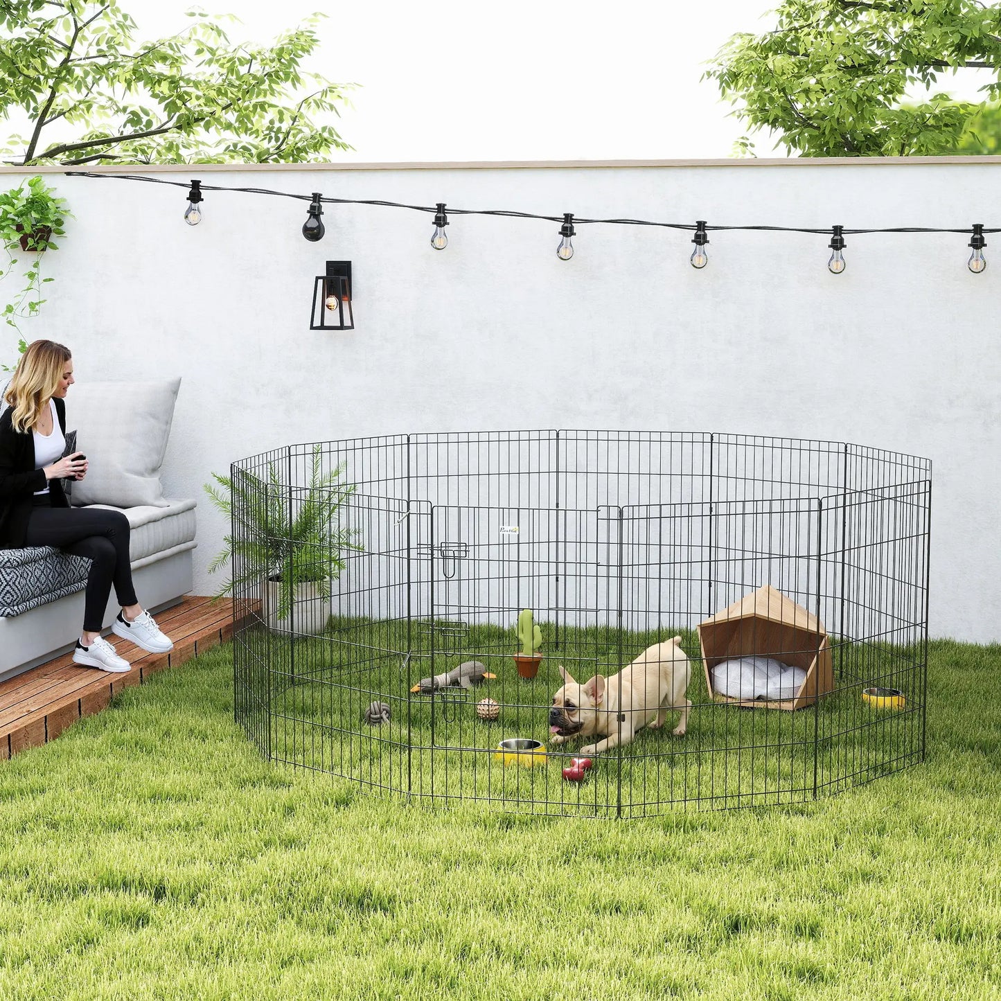 36 Inch Foldable Metal Pet Playpen, Dog Kennel Cage, 12 Panels Dog PlayPens at Gallery Canada