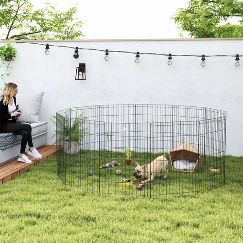 36 Inch Foldable Metal Pet Playpen, Dog Kennel Cage, 12 Panels