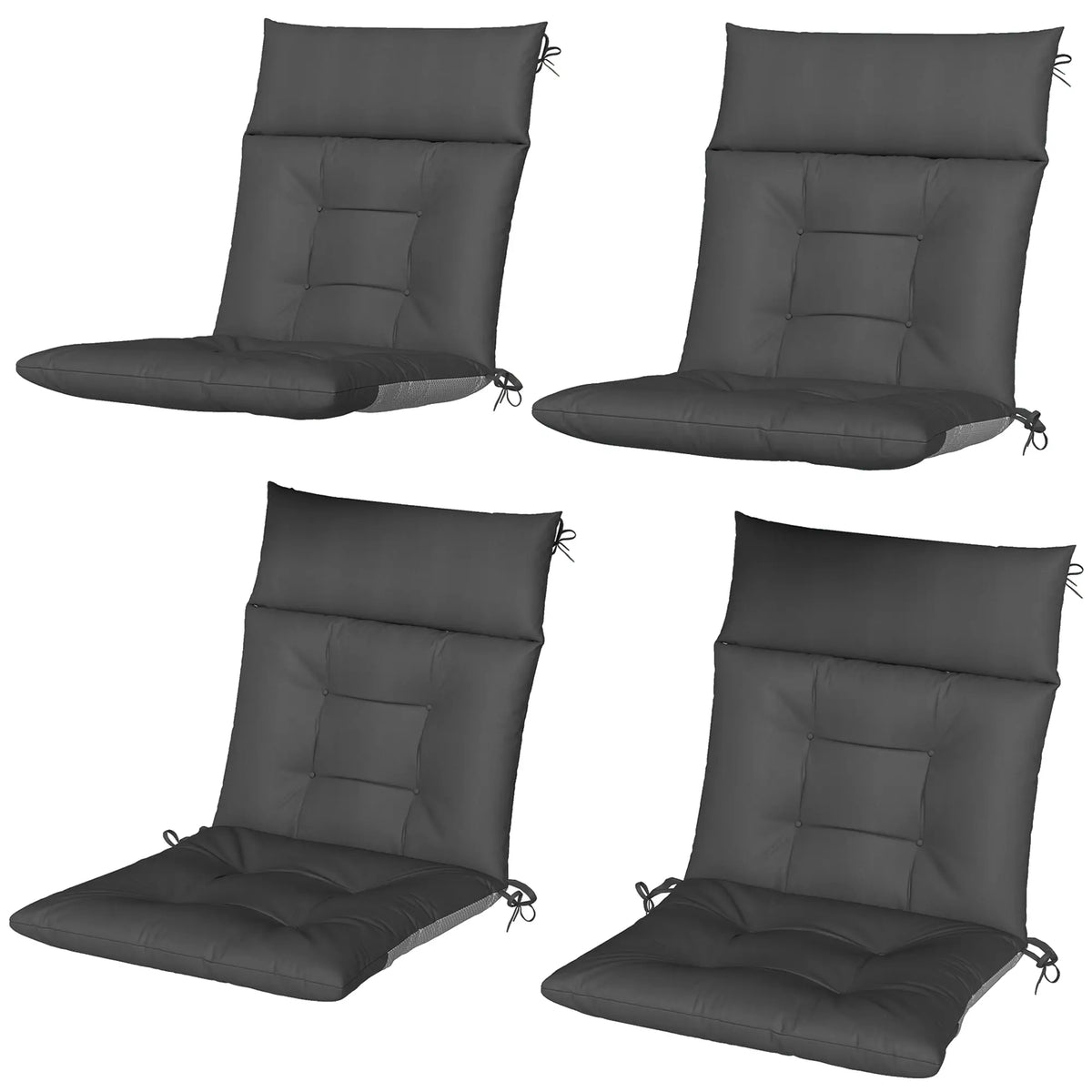 Waterproof Non-Slip Patio Chair Cushions, 44"x21", Set of 4, Dark Grey Patio Chair Cushions Dark Grey, Grey at Gallery Canada