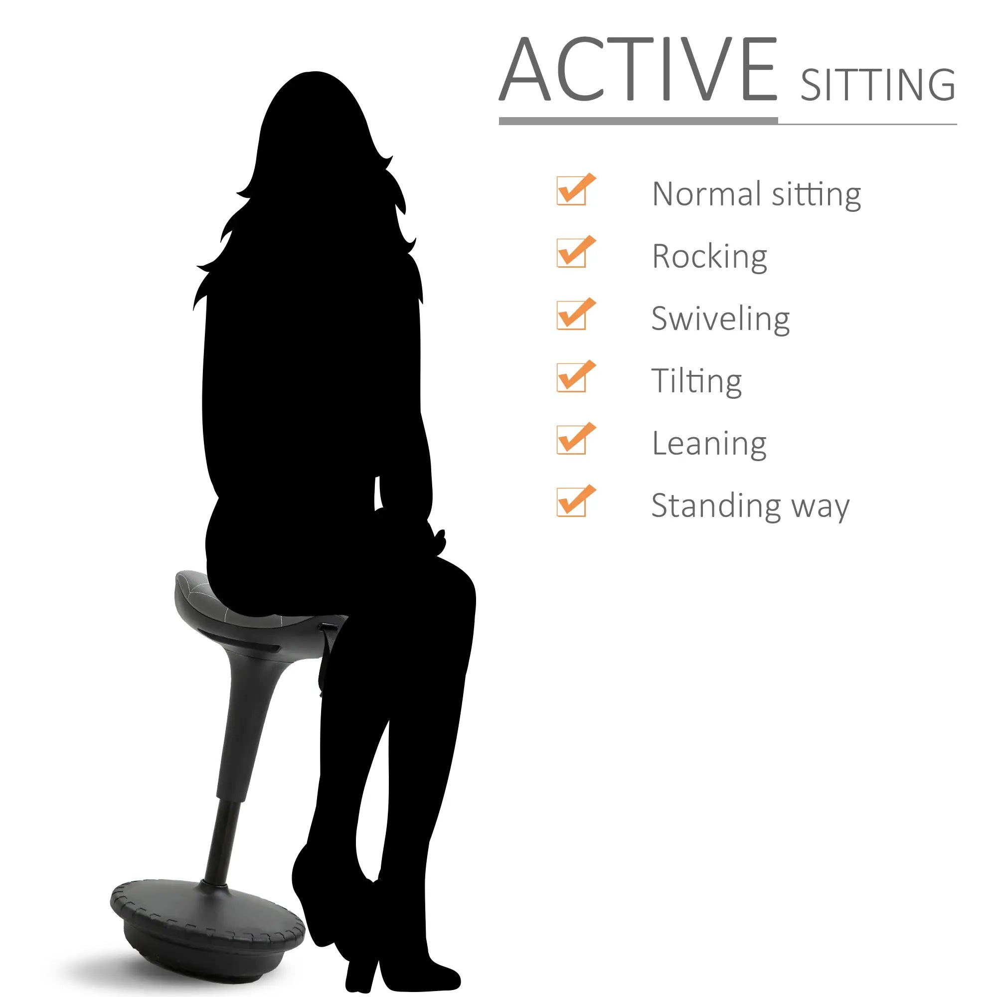 Backless Wobble Stool, Adjustable Standing Desk Chair, Grey Task Chairs at Gallery Canada