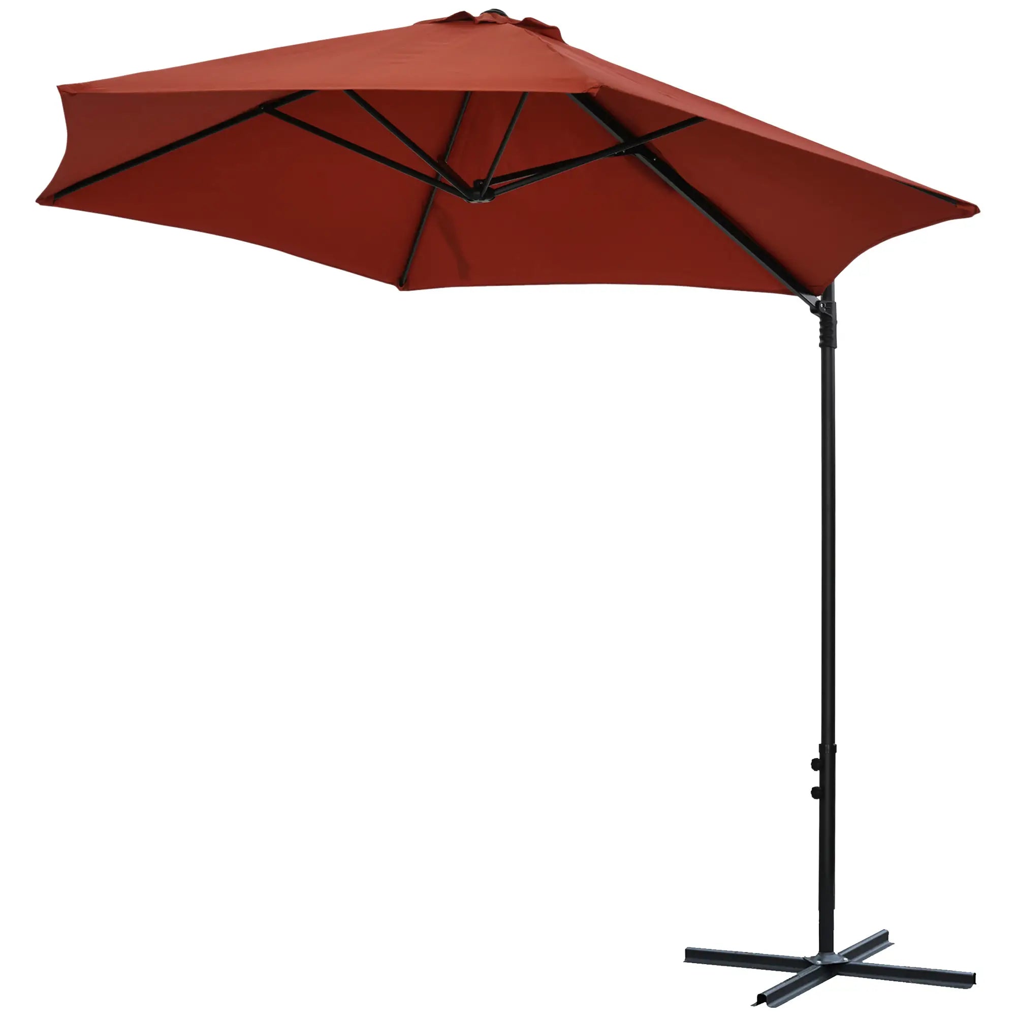 8.5FT Offset Patio Umbrella, 360° Rotation, Wine Red Cantilever Umbrellas at Gallery Canada