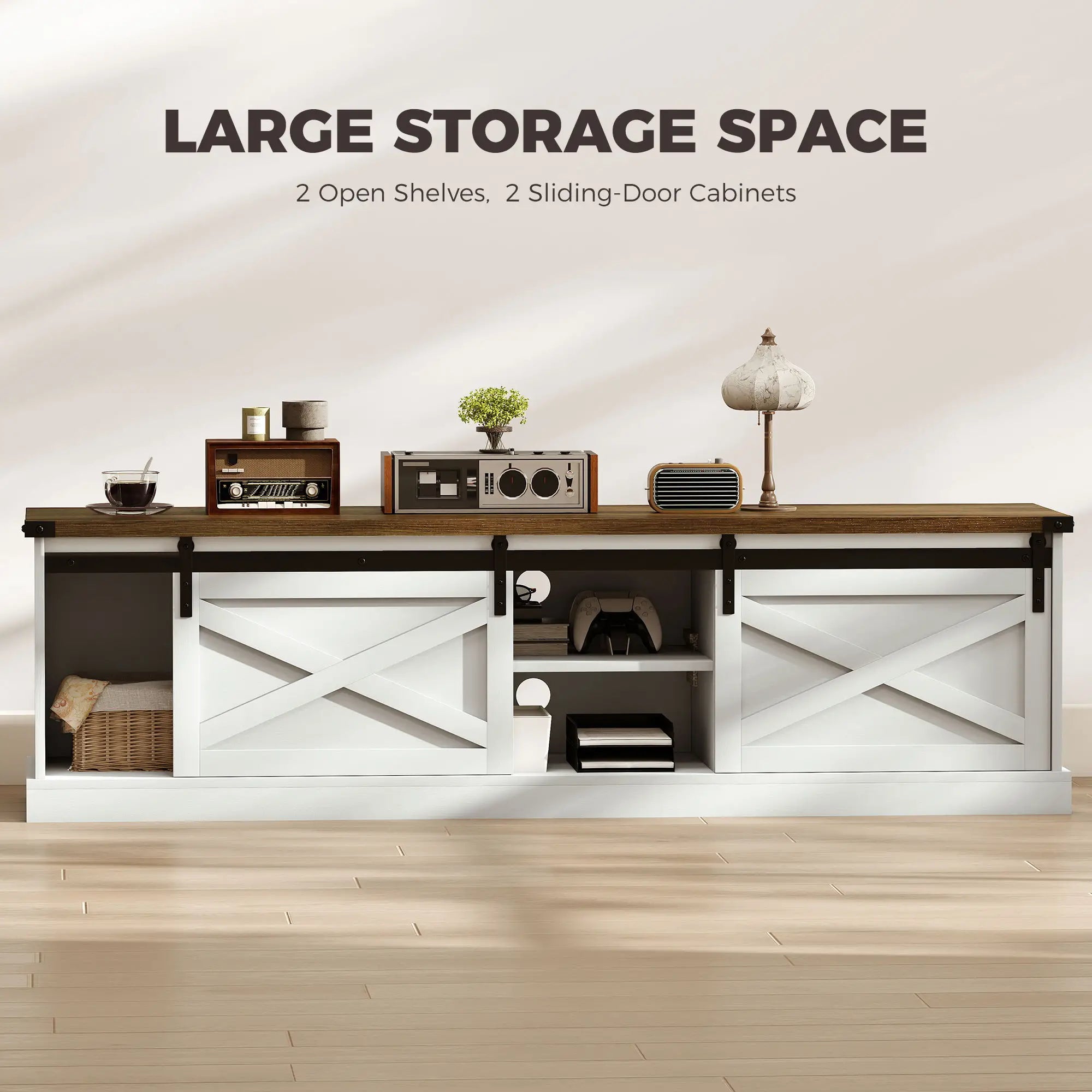 TV Stand For 65 Inch TVs, Entertainment Center With Shelves, White TV Stands at Gallery Canada