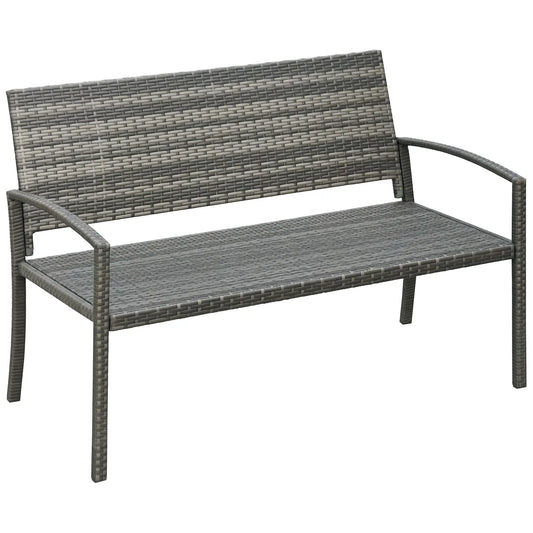 Rattan Wicker Loveseat, Garden Bench, Hand Woven, Portable, Gray Patio Chairs Grey at Gallery Canada
