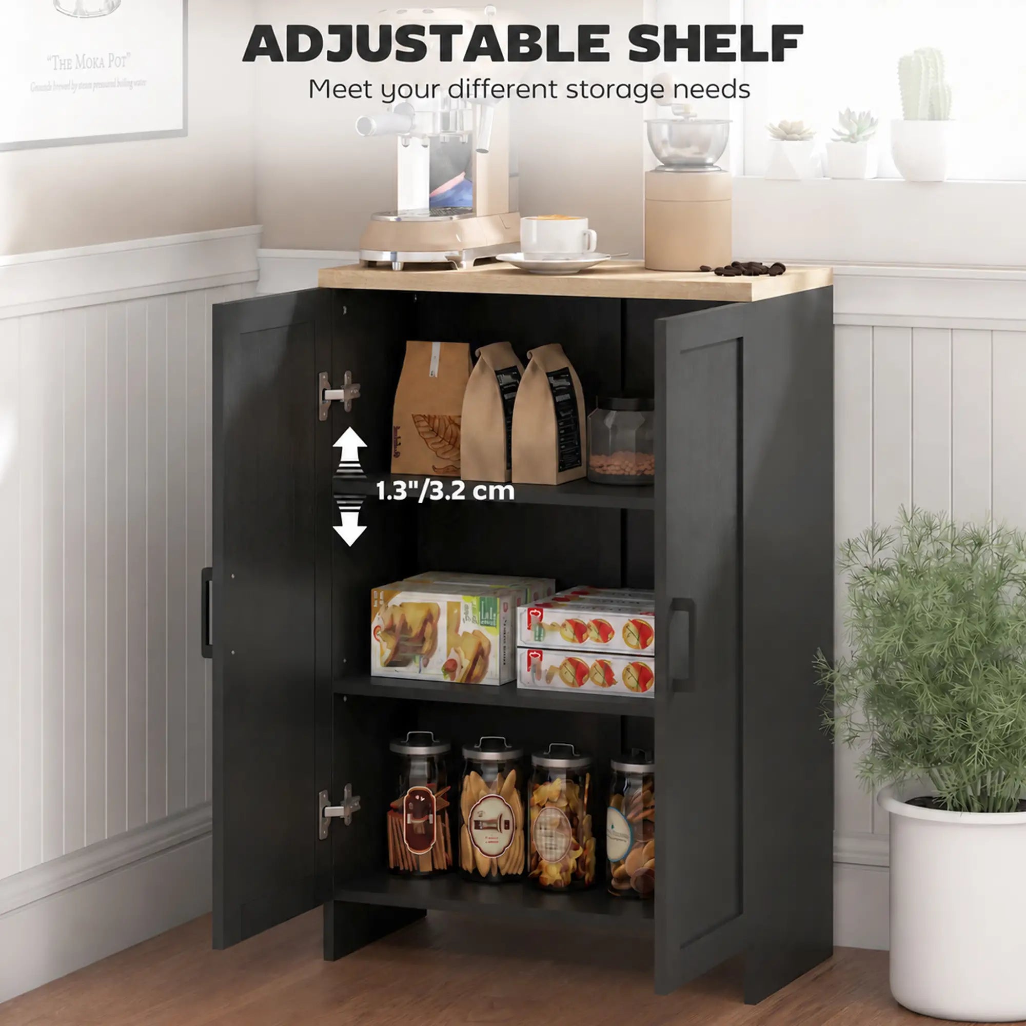 Modern Storage Cabinet, Adjustable Shelf, 23.6