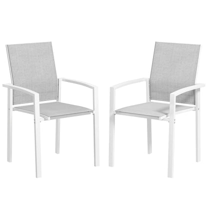 Stackable Patio Dining Chairs, Set of 2, Light Grey Patio Chairs at Gallery Canada