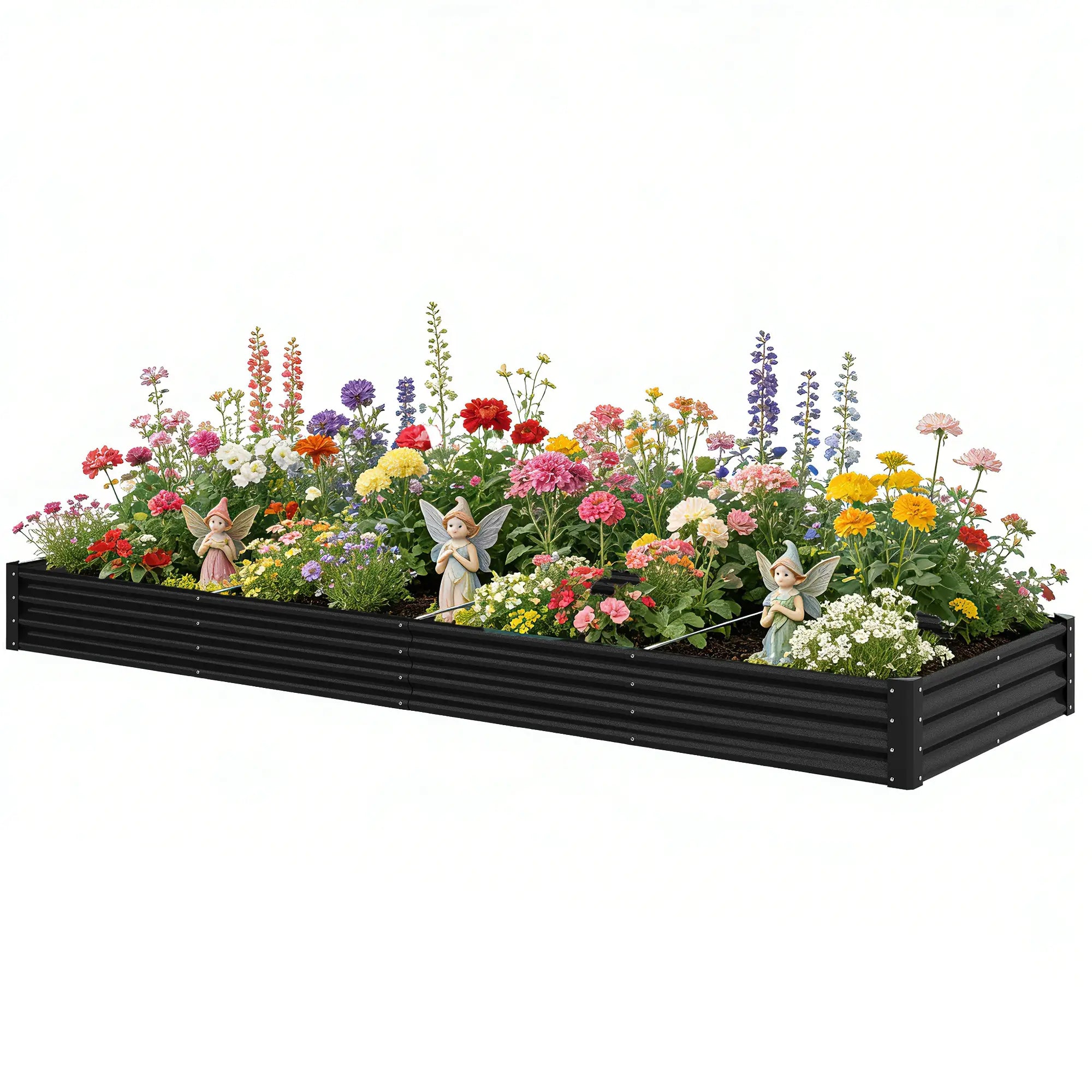 12x4x1ft Galvanized Raised Garden Bed, Reinforced Outdoor Planter Box, Black Galvanized Planter Boxes Black at Gallery Canada