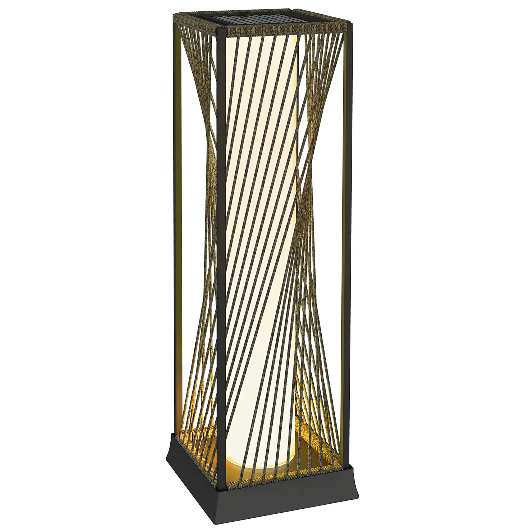 Rattan Solar Floor Lamp, Auto On/Off LED, IP44, Grey Solar Post Lamps at Gallery Canada