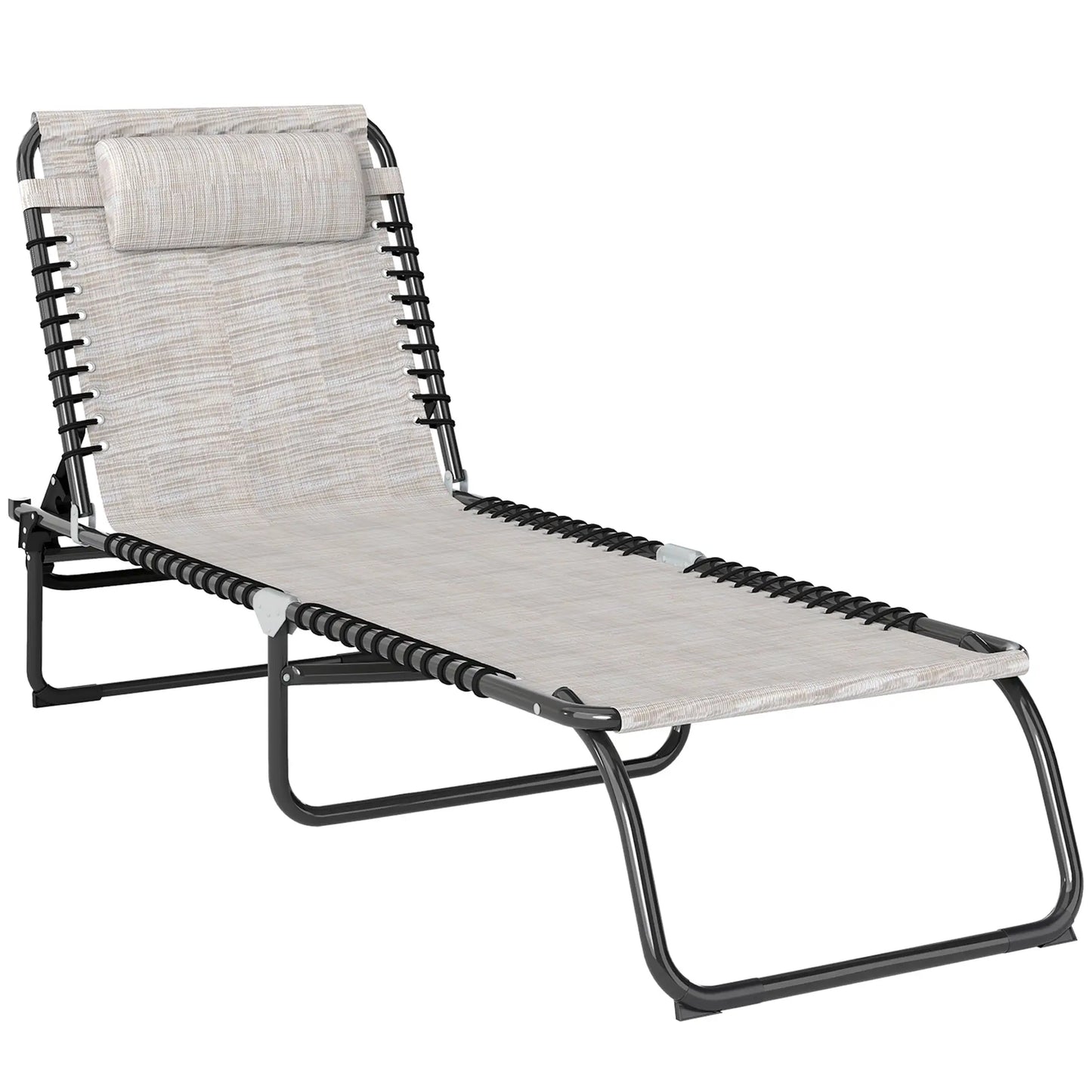 Outdoor Folding Lounge Chair, 4-Level Adjustable, Cream Lounger Chairs Cream at Gallery Canada