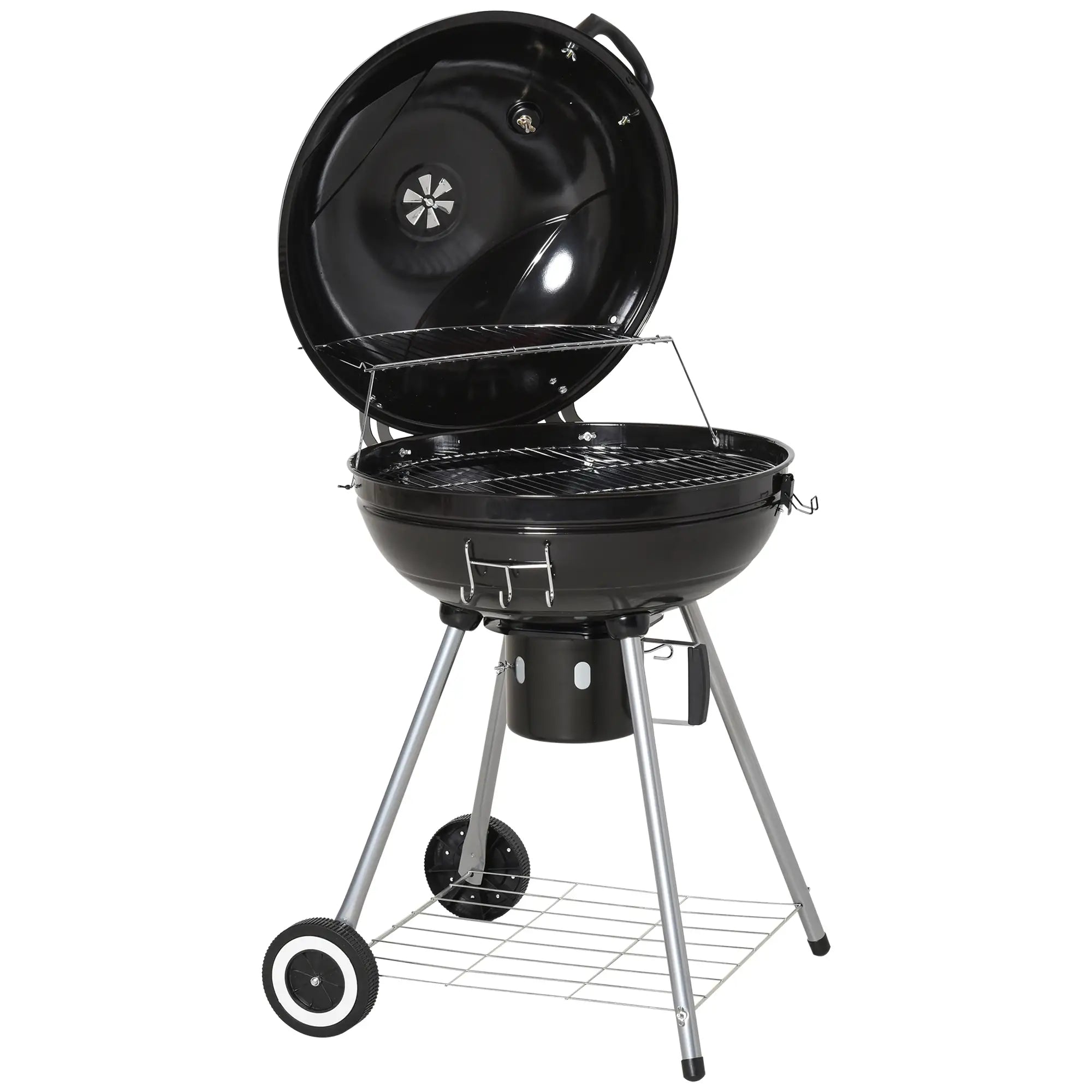 Portable Kettle Charcoal Grill, Outdoor BBQ Barbecue Charcoal BBQ Grils Silver and Black at Gallery Canada