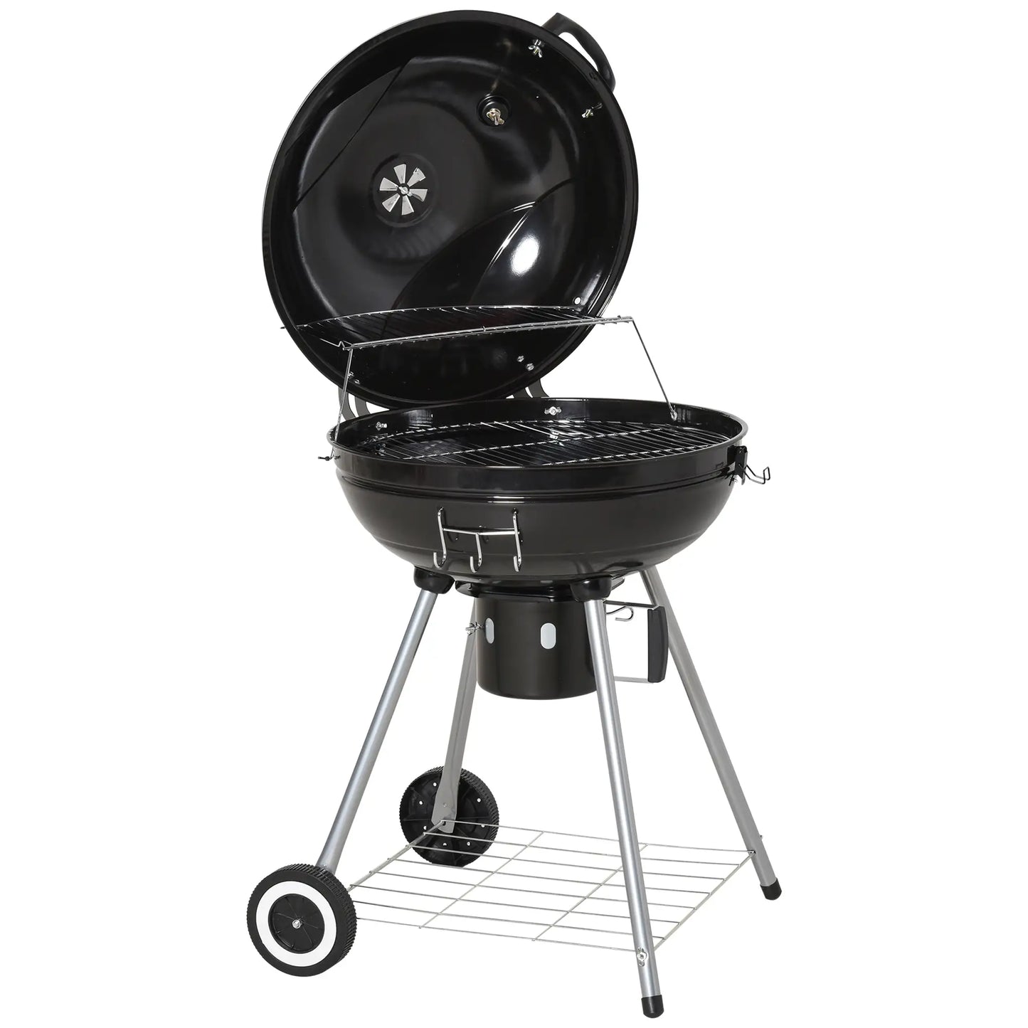 Portable Kettle Charcoal Grill, Outdoor BBQ Barbecue Charcoal BBQ Grils Silver and Black at Gallery Canada