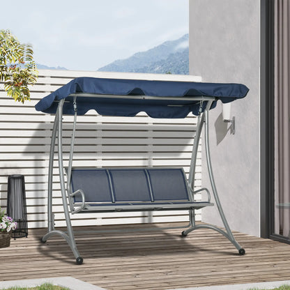 3-Seater Outdoor Swing Bench, Adjustable Canopy, Dark Blue Porch Swings with Canopy at Gallery Canada