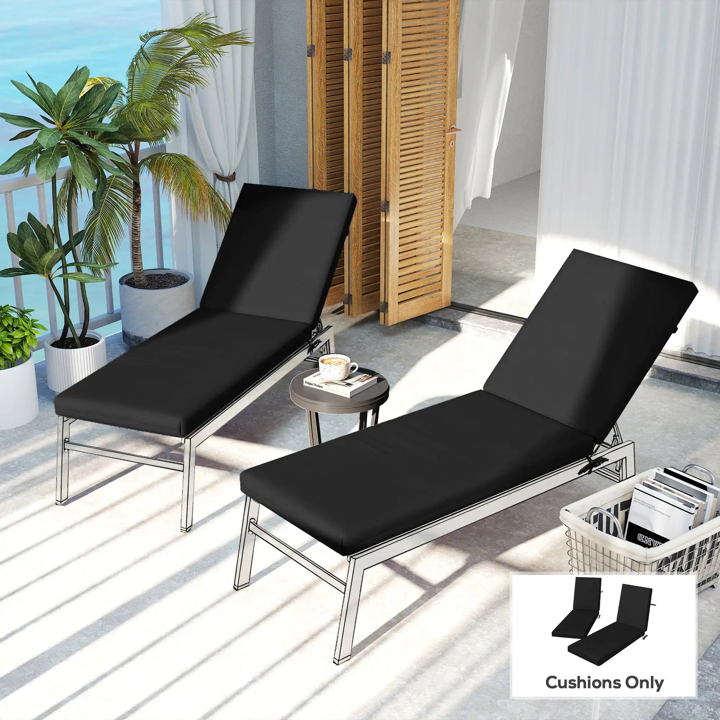 2-Piece Patio Chair Cushions, With Ties, Indoor Outdoor, Black Patio Chair Cushions at Gallery Canada