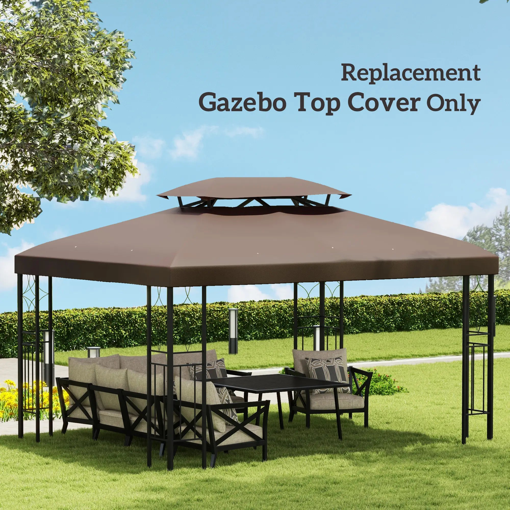 13' x 10' Gazebo Replacement Canopy, 2 Tier Top, UV Cover, Top Only, Brown Gazebo Canopy Replacement at Gallery Canada