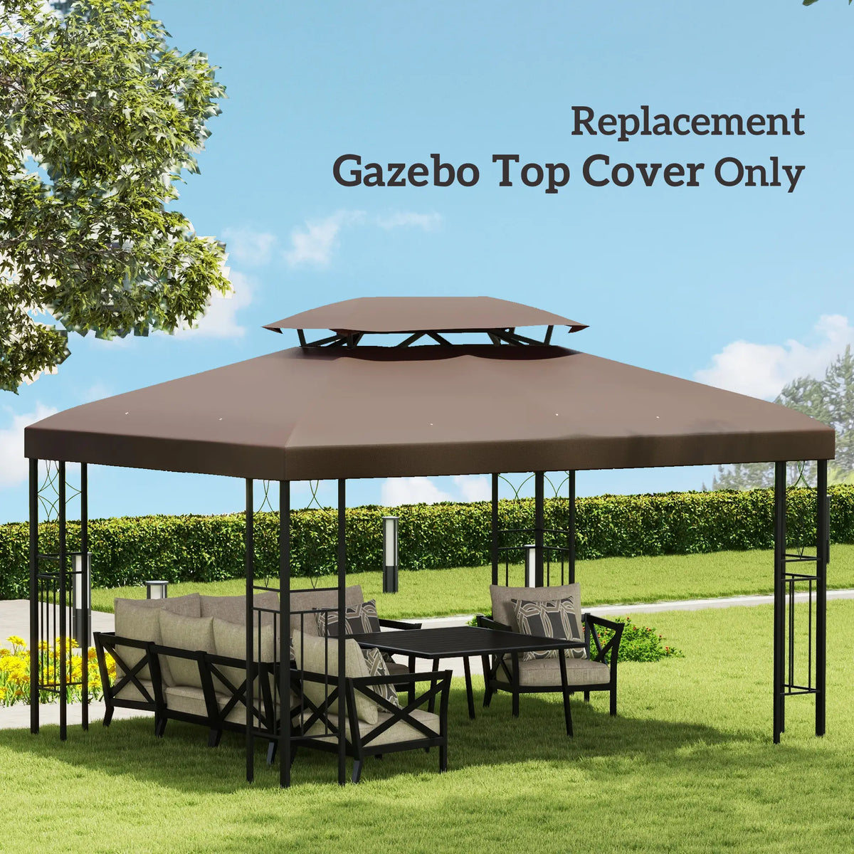 13' x 10' Gazebo Replacement Canopy, 2 Tier Top, UV Cover, Top Only, Brown Gazebo Canopy Replacement at Gallery Canada