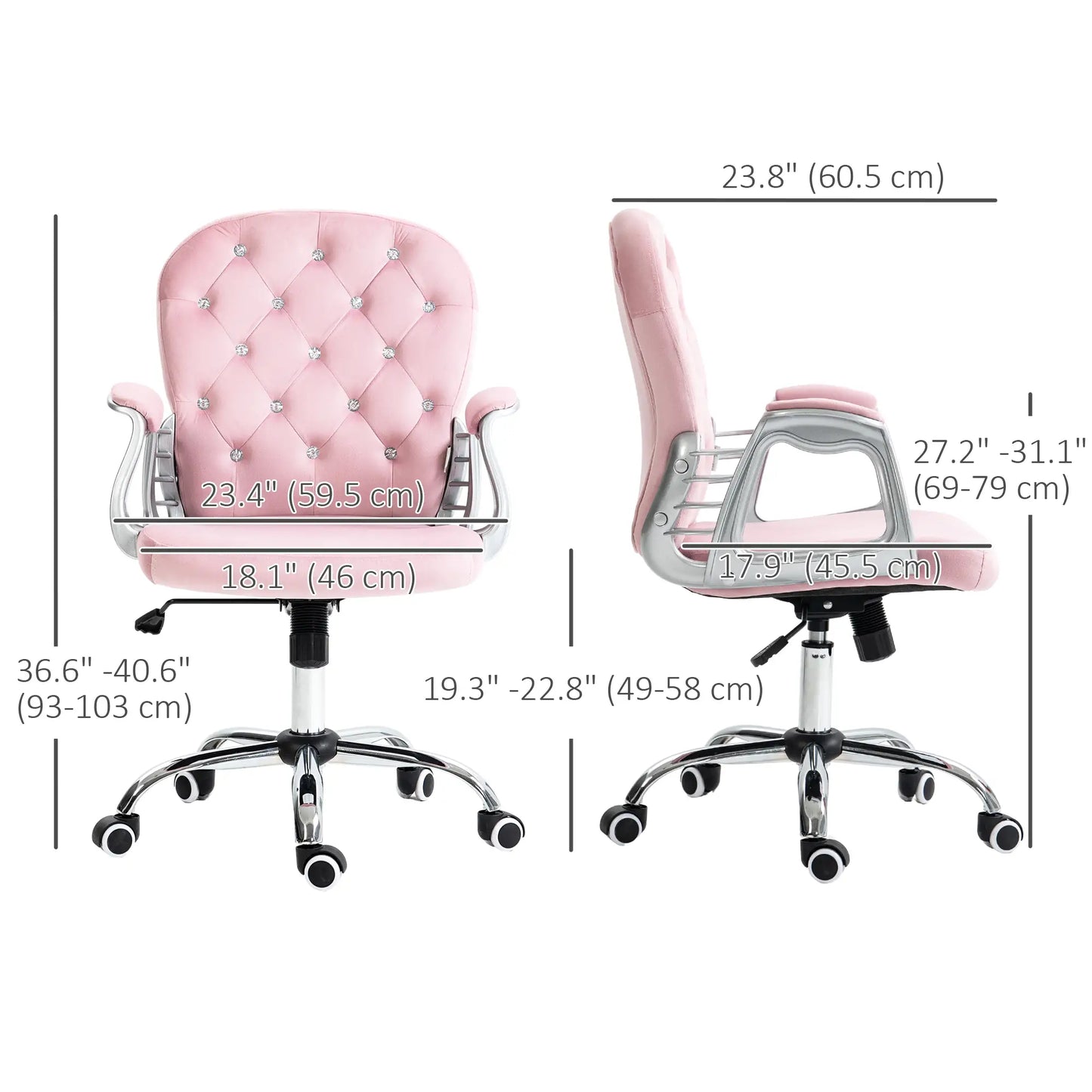 Adjustable Height Office Chair, Tufted Back Computer Desk Chair, Pink Task Chairs at Gallery Canada