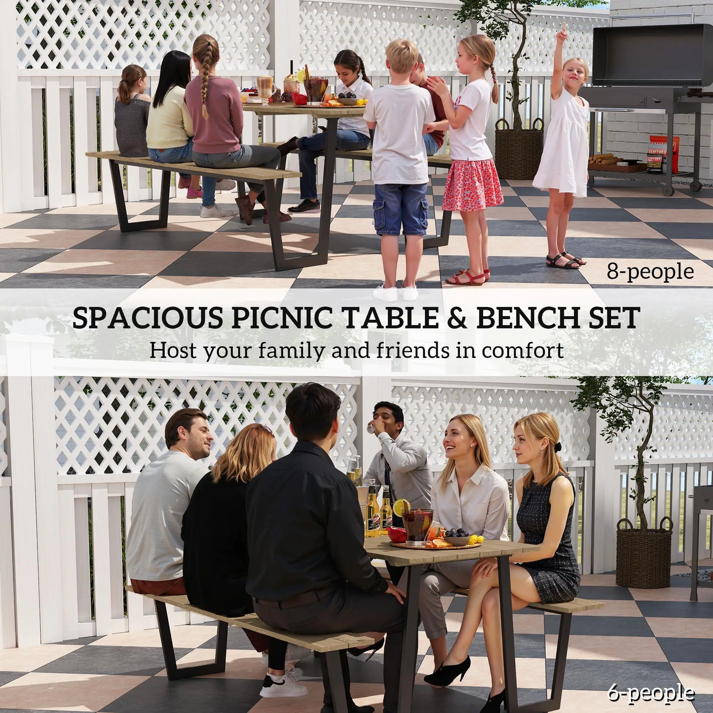 5.7 FT Outdoor Picnic Table, Spruce Wood, 795 LBS Benches, Brown Picnic Tables & Camping Chairs at Gallery Canada