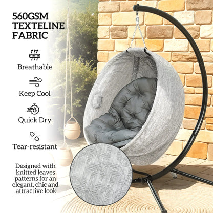 Egg Chair, Folding Basket, Hanging Swing with Stand, Cushions, Grey Patio Swings with Stand at Gallery Canada