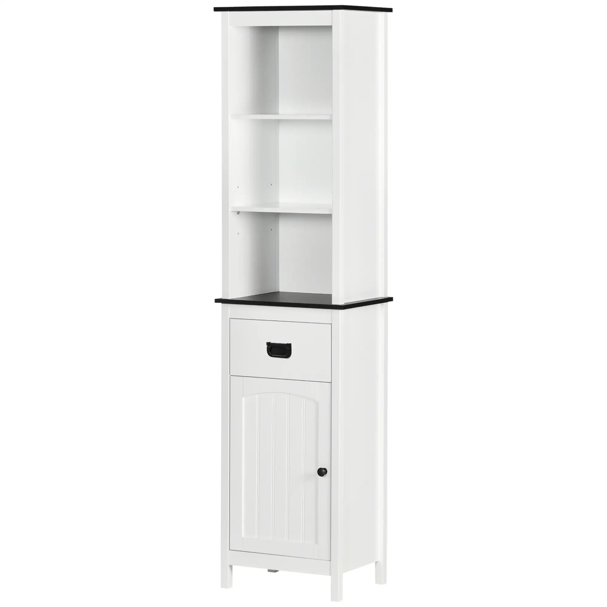 Tall Bathroom Storage Cabinet, Floor Standing with Drawer, Adjustable Shelf, White Bathroom Cabinets at Gallery Canada