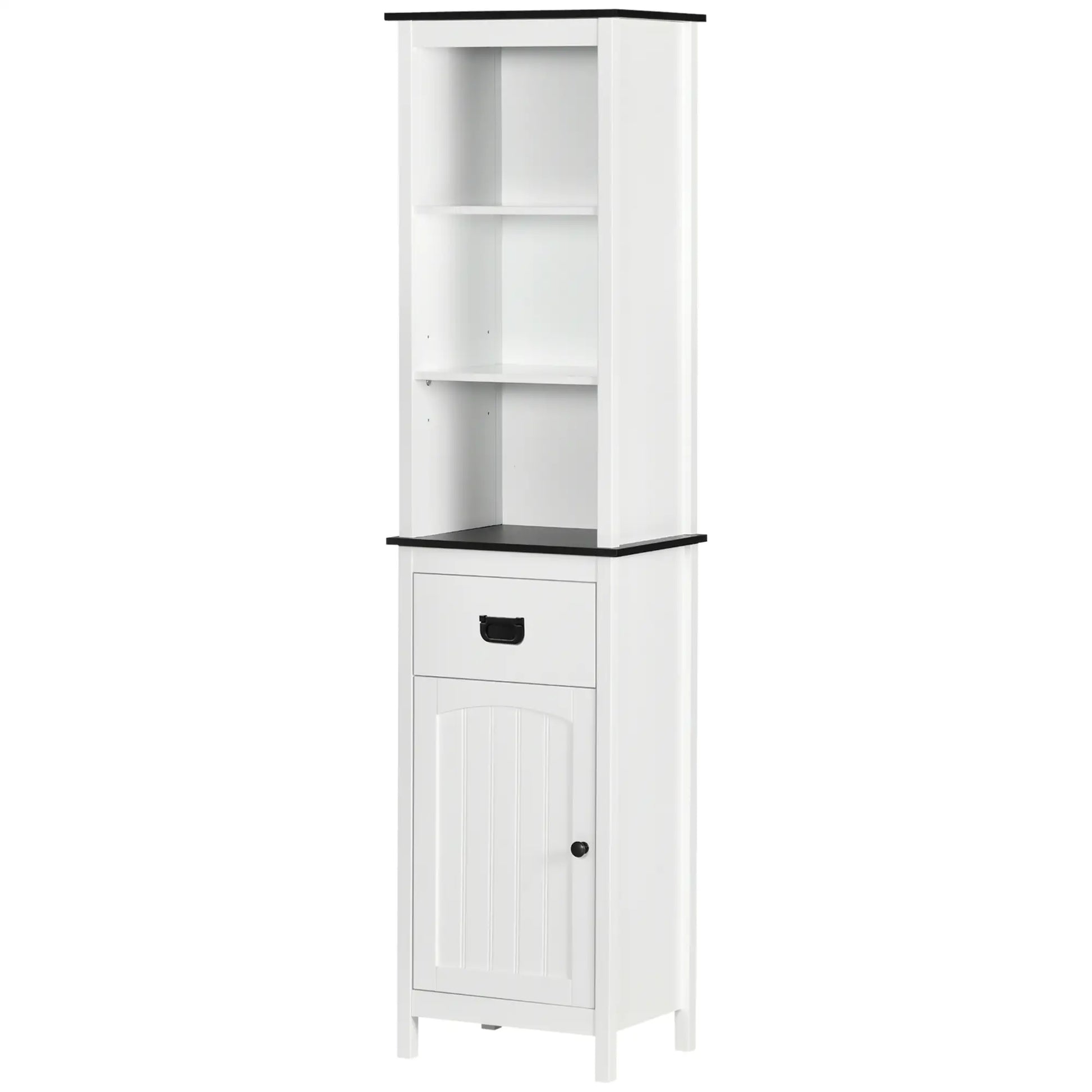 Tall Bathroom Storage Cabinet, Floor Standing with Drawer, Adjustable Shelf, White Bathroom Cabinets at Gallery Canada