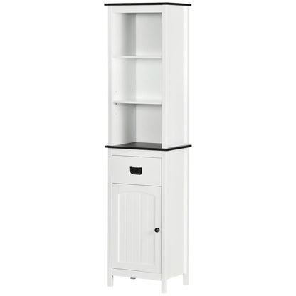 Tall Bathroom Storage Cabinet, Floor Standing with Drawer, Adjustable Shelf, White Bathroom Cabinets at Gallery Canada