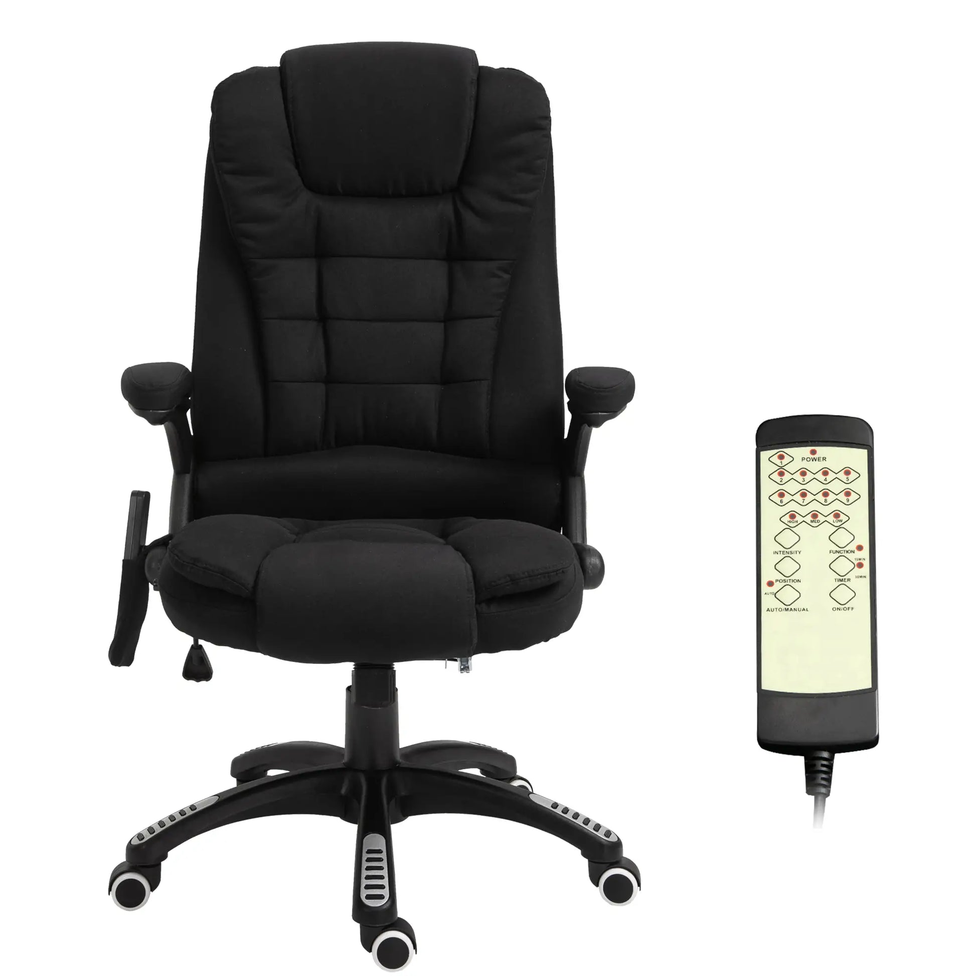 6 Point Vibrating Massage Office Chair High Back Executive Chair with Reclining Back, Swivel Wheels, Black Massage Chairs at Gallery Canada
