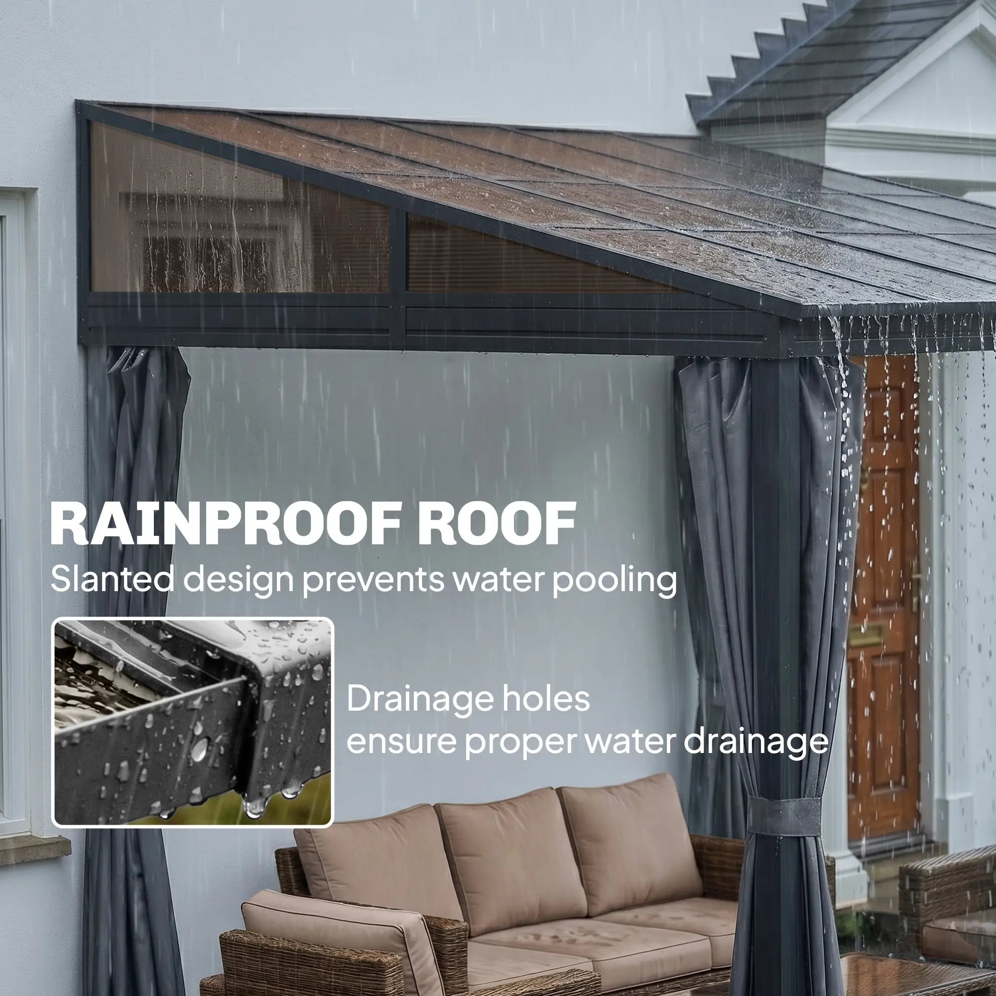 10' X 13' Outdoor Hardtop Pergola, UV Protection With Curtains Pergolas at Gallery Canada